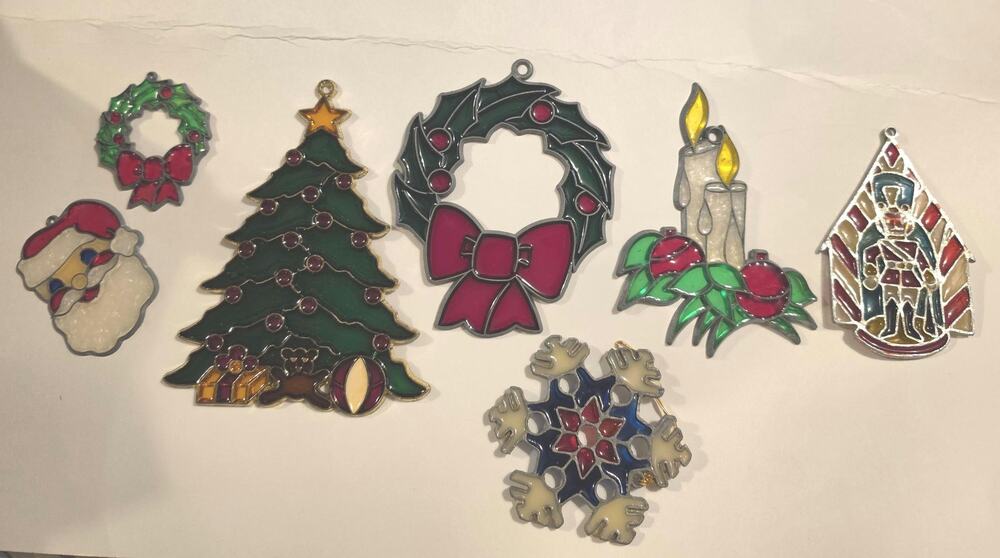Vintage Lot of Seven Christmas Sun Catchers Ornaments